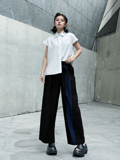 Stripe Panel Wide Pants